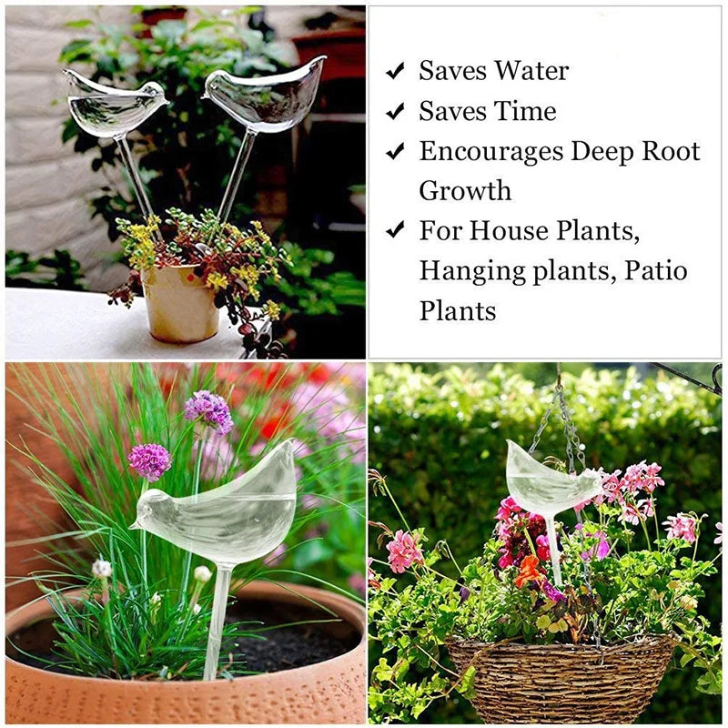 Bombilla Automática de Riego para Plantas – Diseño Fantasía en Forma de Pájaro