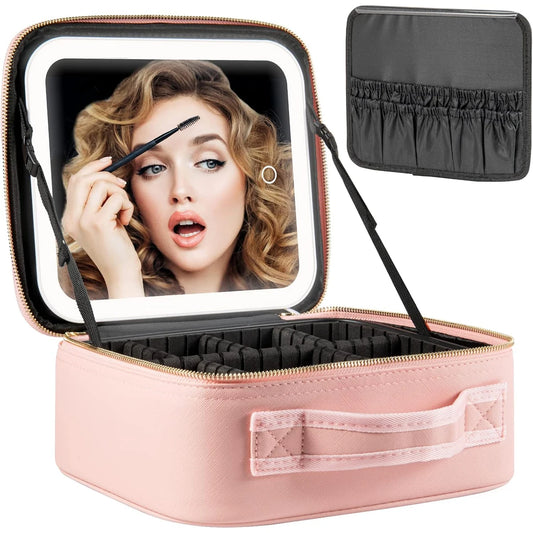 Bolso de maquillaje con espejo LED