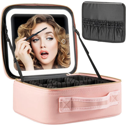 Bolso de Maquillaje para Viajes con Luces LED y Divisores Ajustables